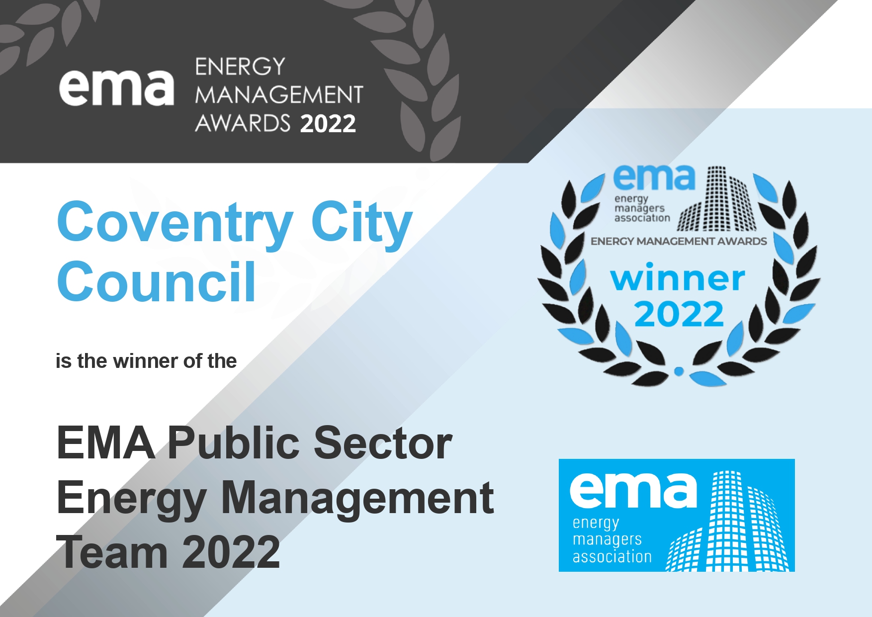 Winner Energy Management Team 2022 Public Sector Coventry City Council Winner Energy Management Team 2022 Public Sector Coventry City Council